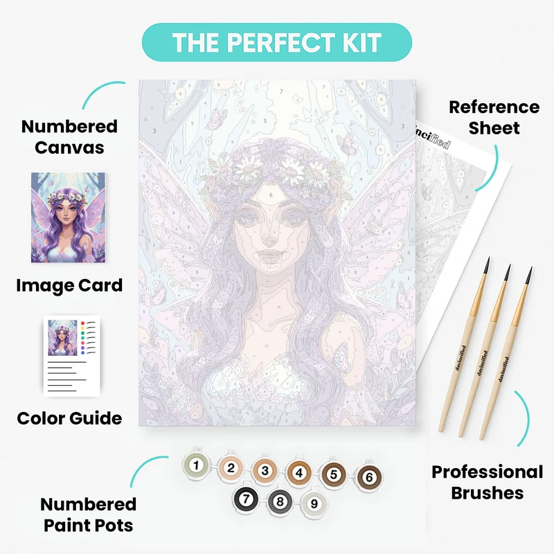 Purple Fairy with Flower Crown - Paint by Numbers Kit