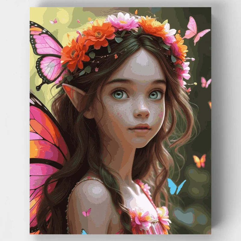 Fairy Girl with Butterfly Wings - Paint by Numbers Kit
