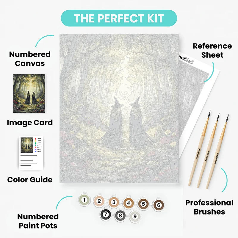 Two Witches on an Enchanted Forest Path - Paint by Numbers Kit