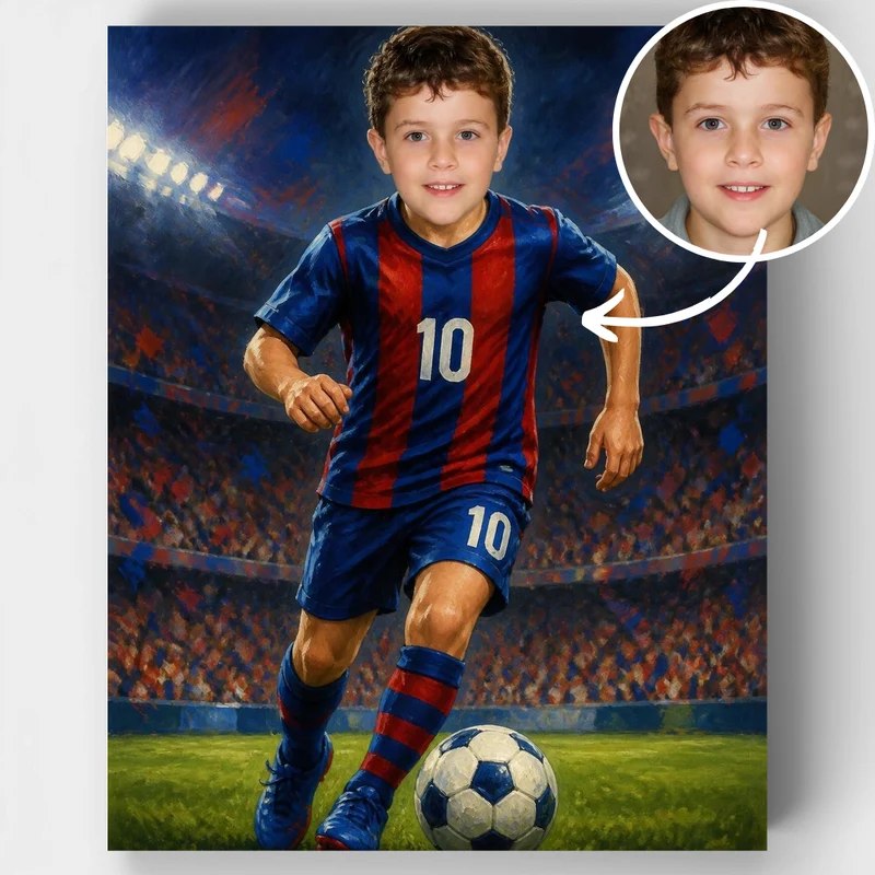 Blue & Red Stripes Soccer Star - Custom Paint by Numbers Kit