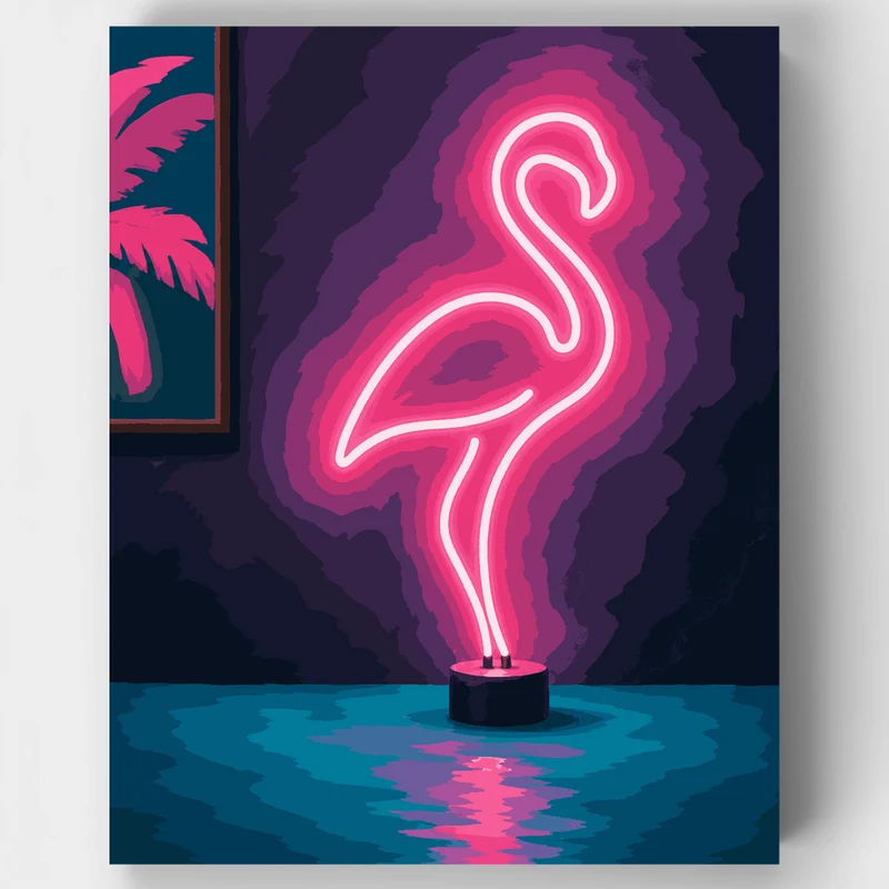 Glowing Pink Flamingo - Paint by Numbers Kit