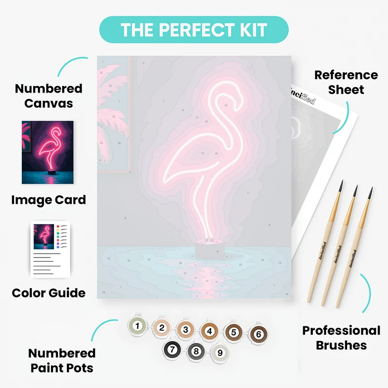 Glowing Pink Flamingo - Paint by Numbers Kit