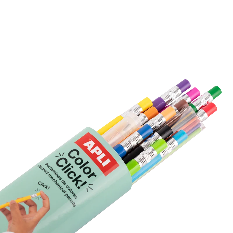 Stláčacie pastelky APLI Color Click, 12 ks s náhradnými tuhami a strúhadlom