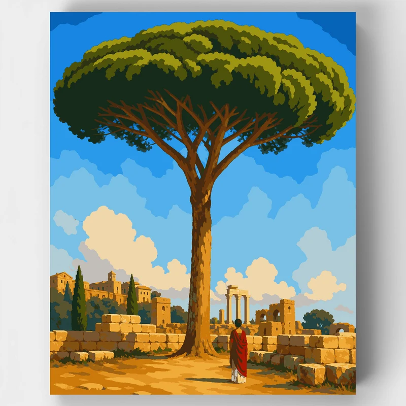 Stone Ruins & Pine - Paint by Numbers Kit