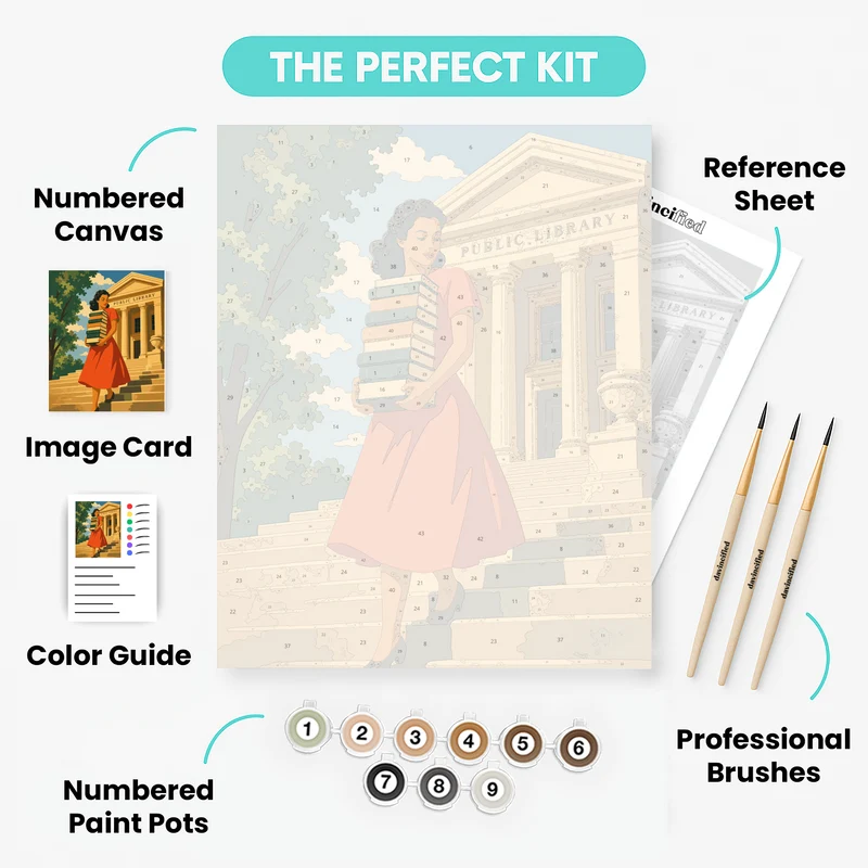 Bookworm on Steps - Paint by Numbers Kit