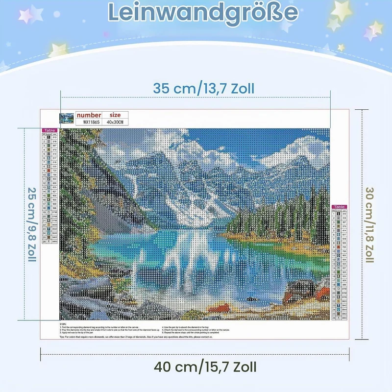 5D Diamant Malerei Landschaft Berge See 40x30 cm DIY Set