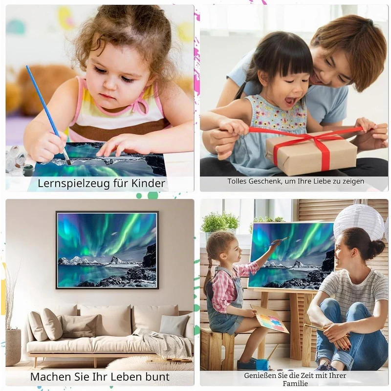 Malen nach Zahlen Nordlicht Erwachsene DIY Ölgemälde Set
