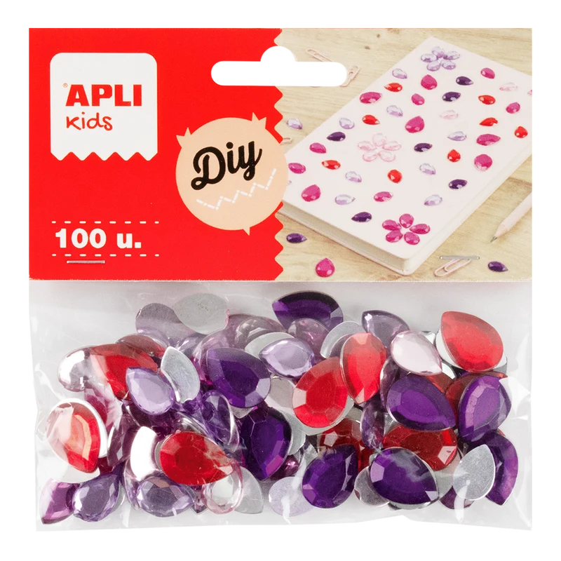 APLI dekoračné akrylové kamienky 100 ks, mix veľkostí a farieb