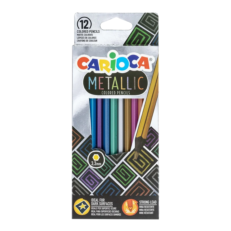 Carioca šesťhranné pastelky Metallic, 12 ks