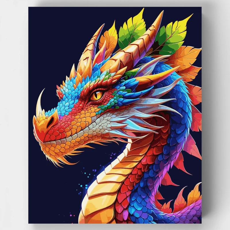 Rainbow Dragon Portrait - Paint by Numbers Kit