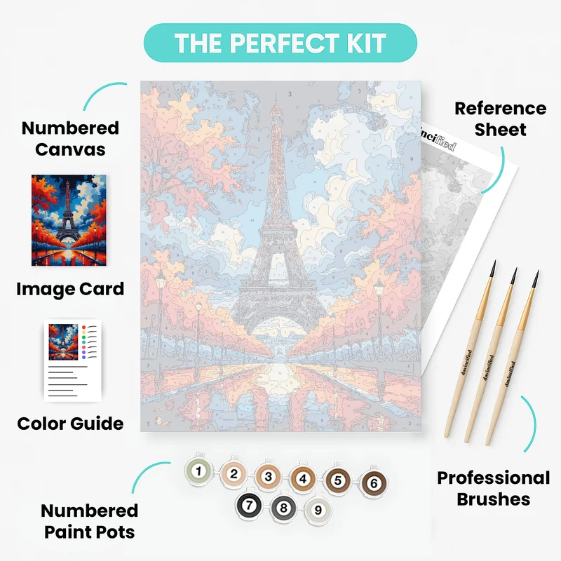 Paris Eiffel Tower Autumn Boulevard - Paint by Numbers Kit