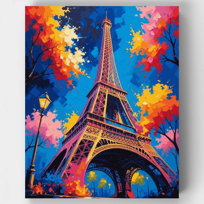 Eiffel Tower in Autumn Colors - Paint by Numbers Kit