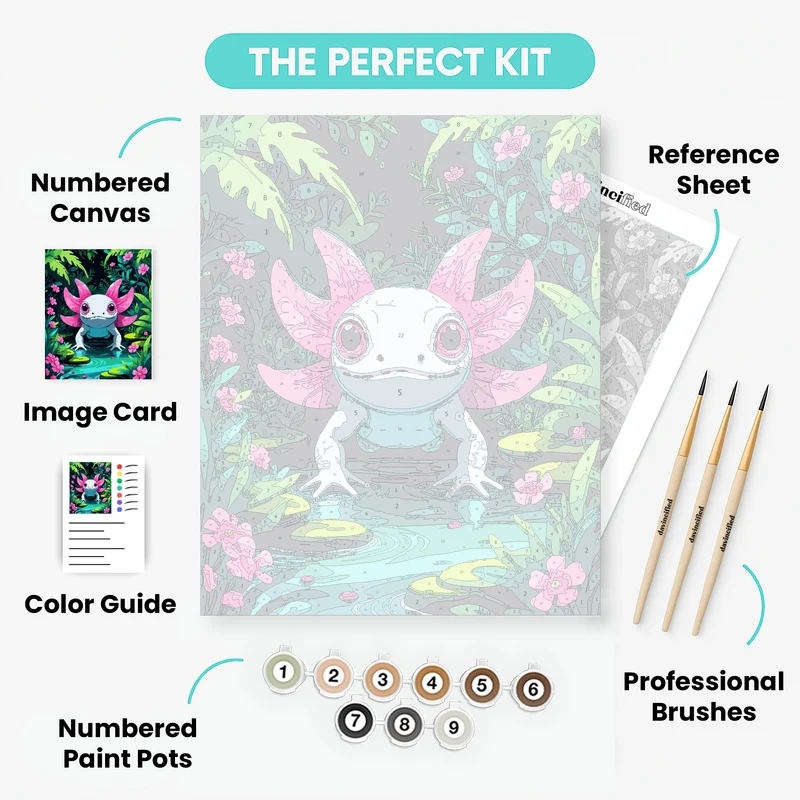 Axolotl in Enchanted Pond - Paint by Numbers Kit