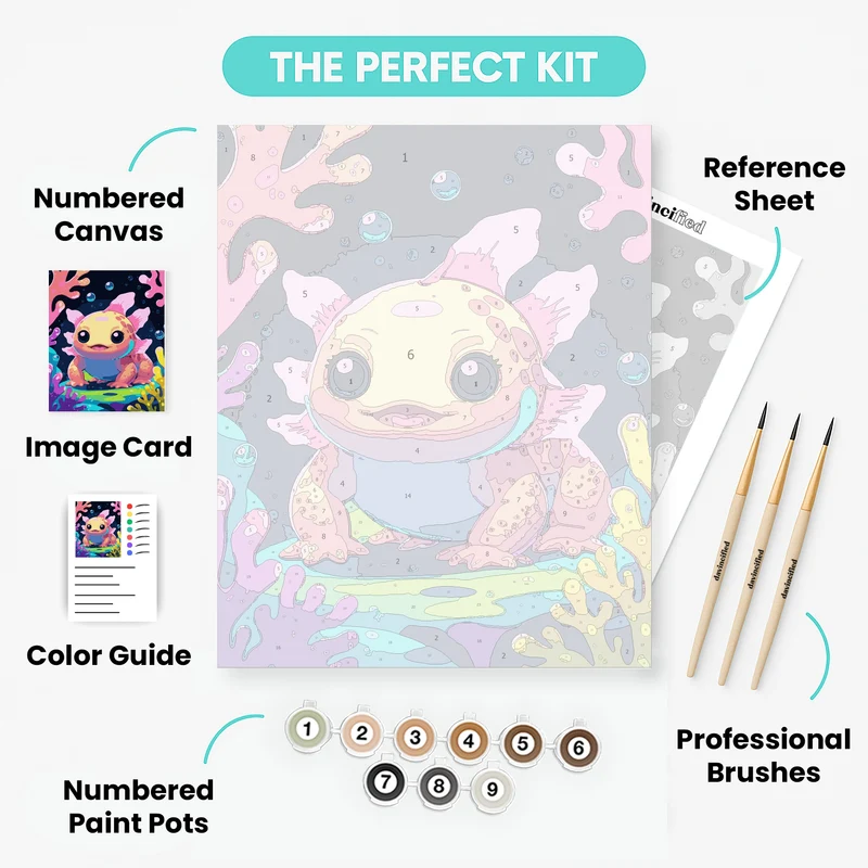Cute Axolotl Underwater - Paint by Numbers Kit