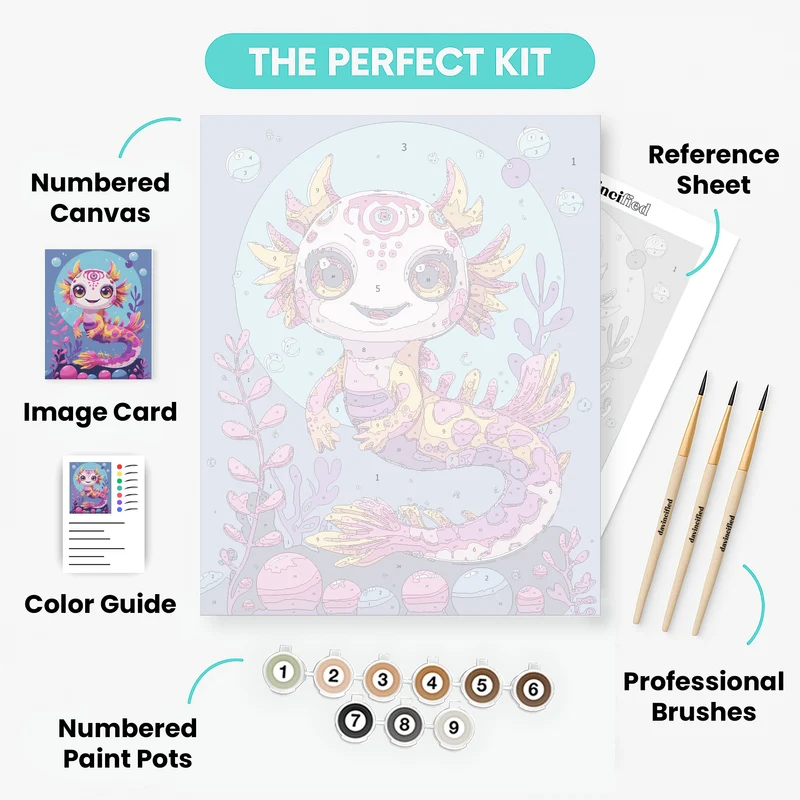 Cute Axolotl Mermaid - Paint by Numbers Kit