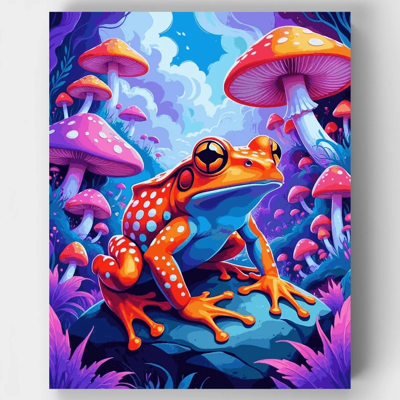 Enchanted Frog in Mushroom Forest - Paint by Numbers Kit