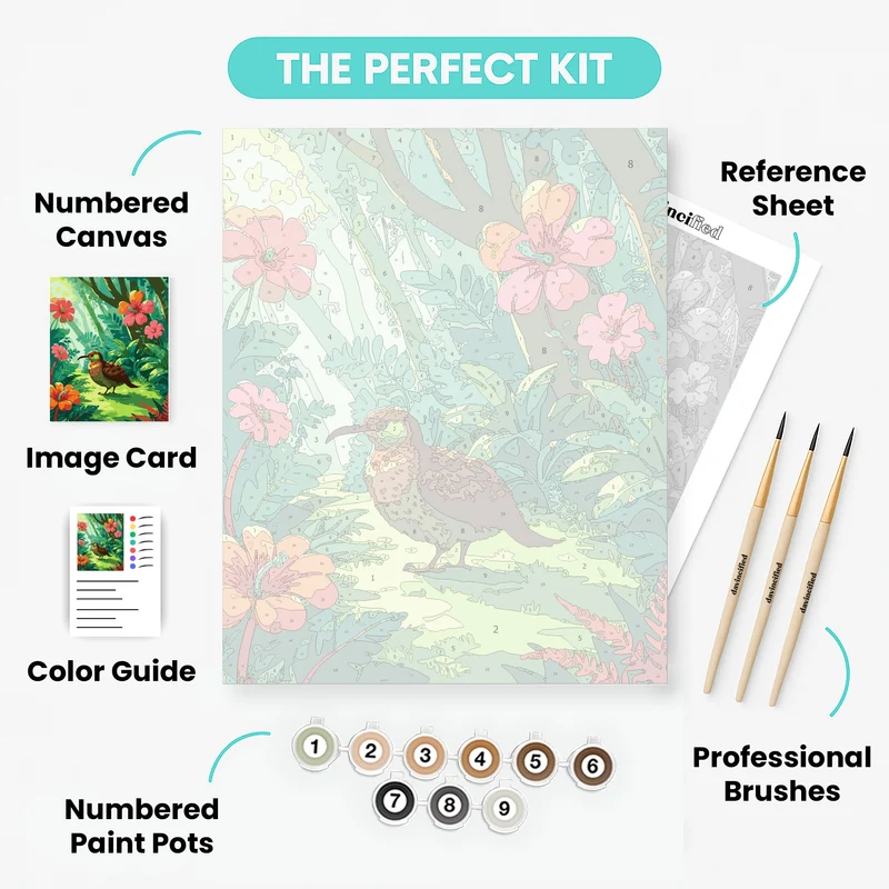 Tropical Kiwi Bird in Jungle Garden - Paint by Numbers Kit