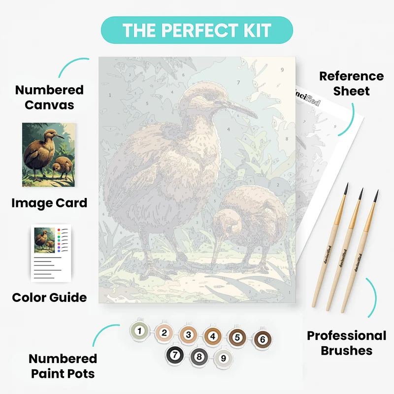 Kiwi Birds in the Forest - Paint by Numbers Kit