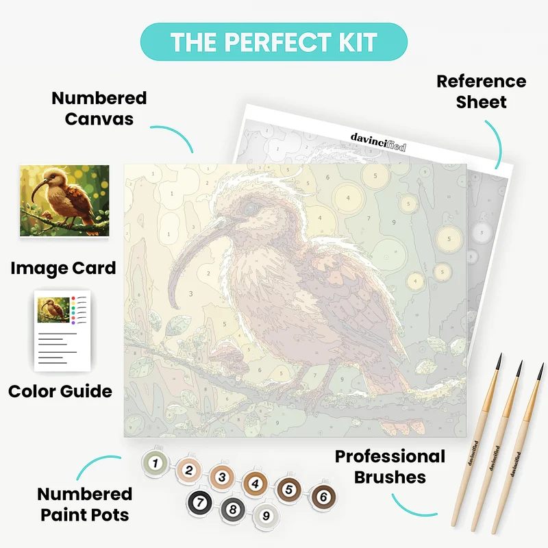 Magical Kiwi Bird in Enchanted Forest - Paint by Numbers Kit