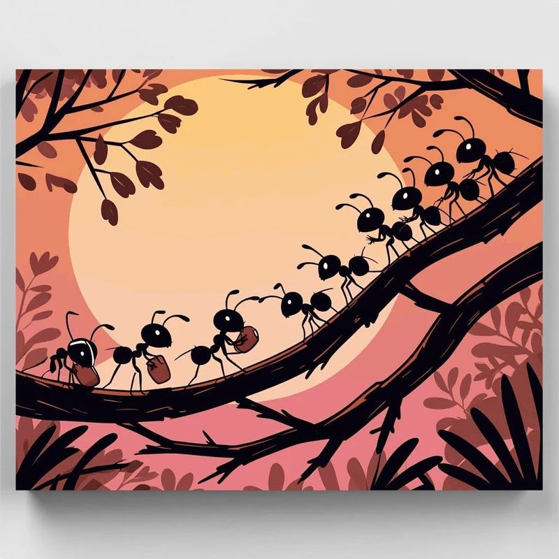 Ants Marching at Sunset - Paint by Numbers Kit
