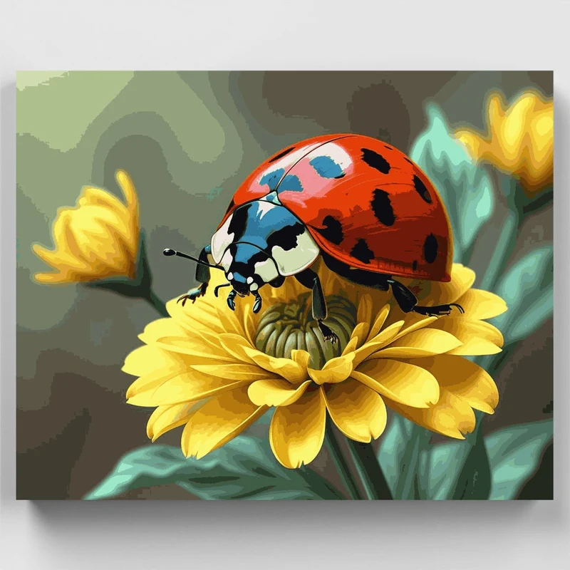 Ladybug on Yellow Flower - Paint by Numbers Kit
