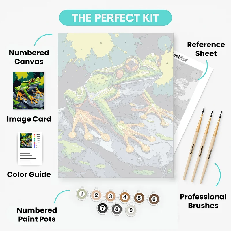 Vibrant Tree Frog on Rock - Paint by Numbers Kit
