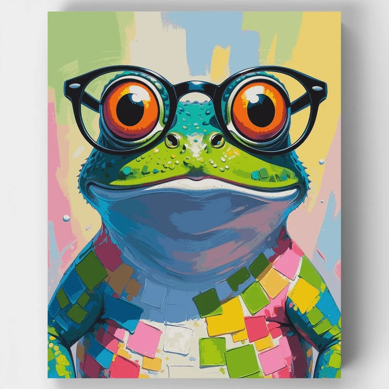 Quirky Frog with Glasses - Paint by Numbers Kit