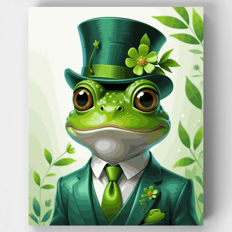 Dapper Frog in a Top Hat - Paint by Numbers Kit