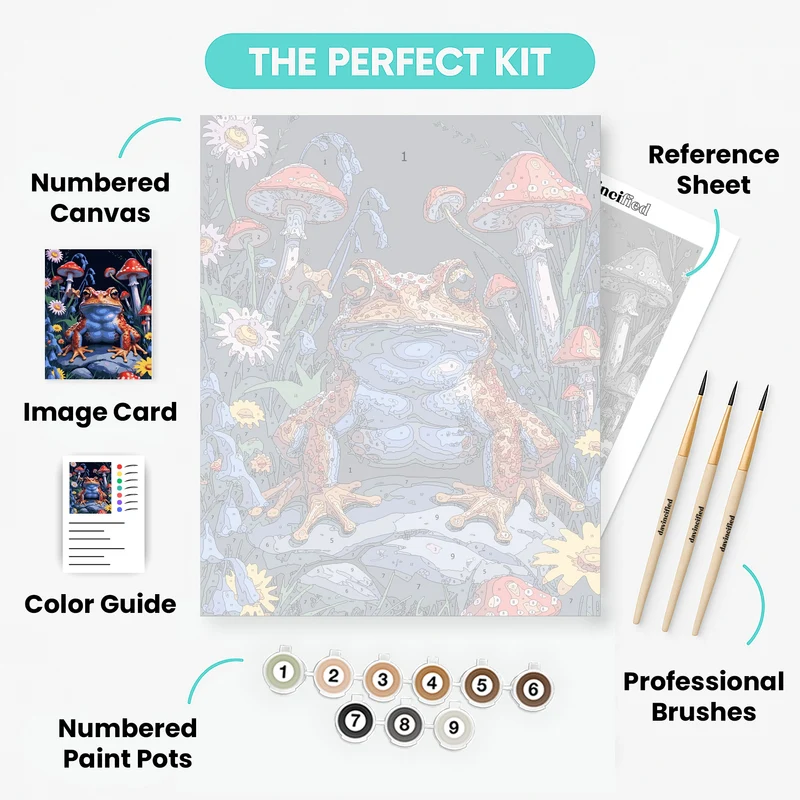 Enchanted Toad in Mushroom Garden - Paint by Numbers Kit