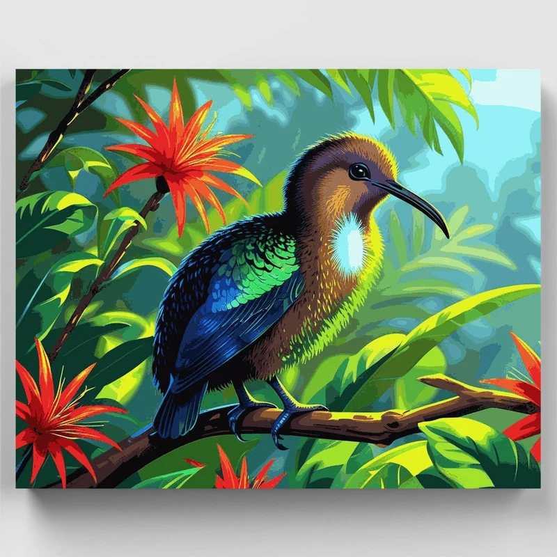 Tropical Kiwi Bird in Jungle - Paint by Numbers Kit
