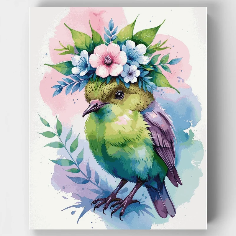 Floral Crown Kiwi Bird - Paint by Numbers Kit