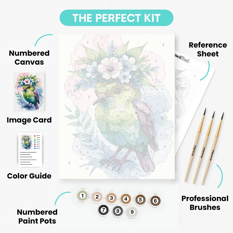 Floral Crown Kiwi Bird - Paint by Numbers Kit