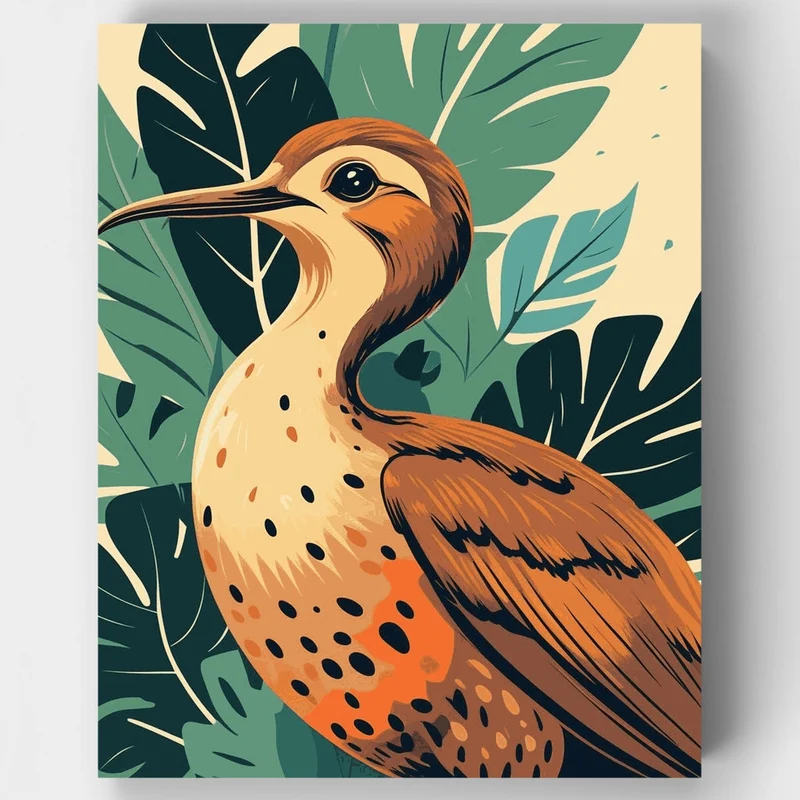 Kiwi Bird in Tropical Jungle - Paint by Numbers Kit
