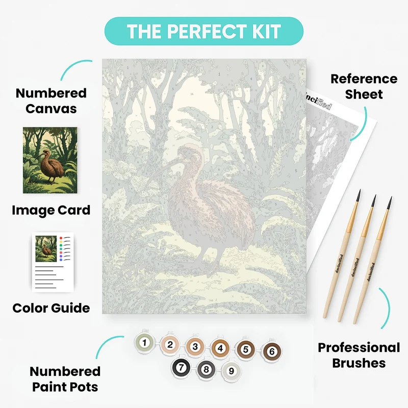 Kiwi Bird in Native Forest - Paint by Numbers Kit