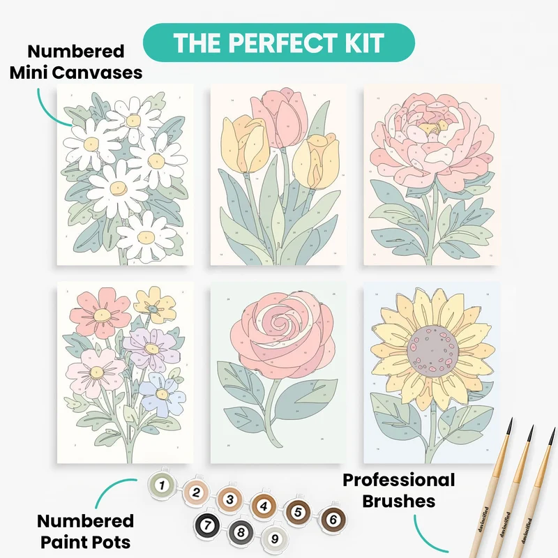 Flowers - Mini Paint by Numbers Set