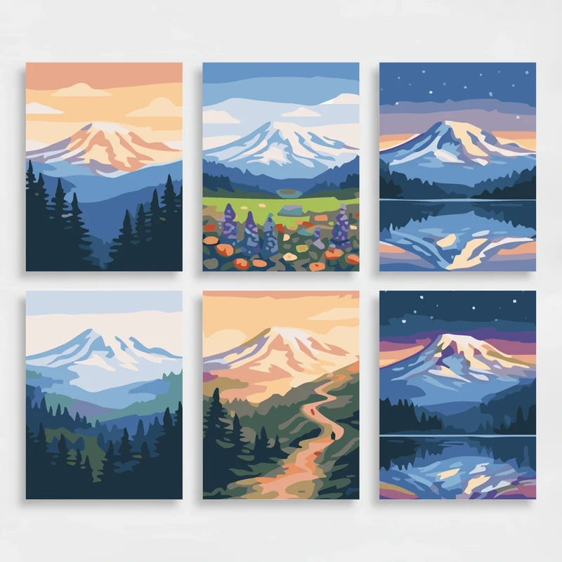 Mount Rainier National Park - Mini Paint by Numbers Set