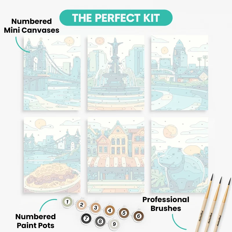 Cincinnati Landmarks - Mini Paint by Numbers Set