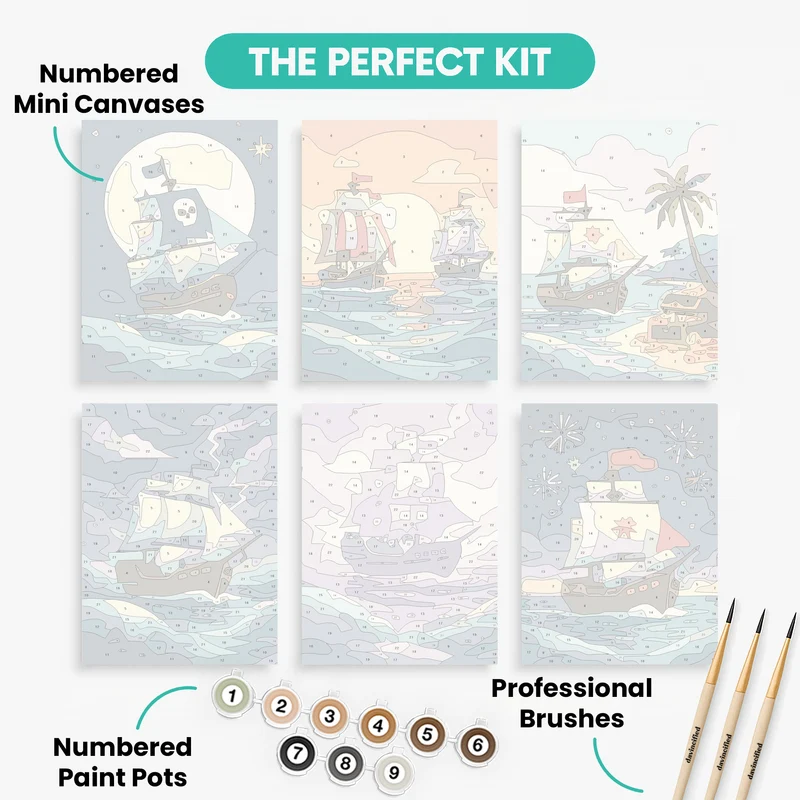 Pirate Ships - Mini Paint by Numbers Set