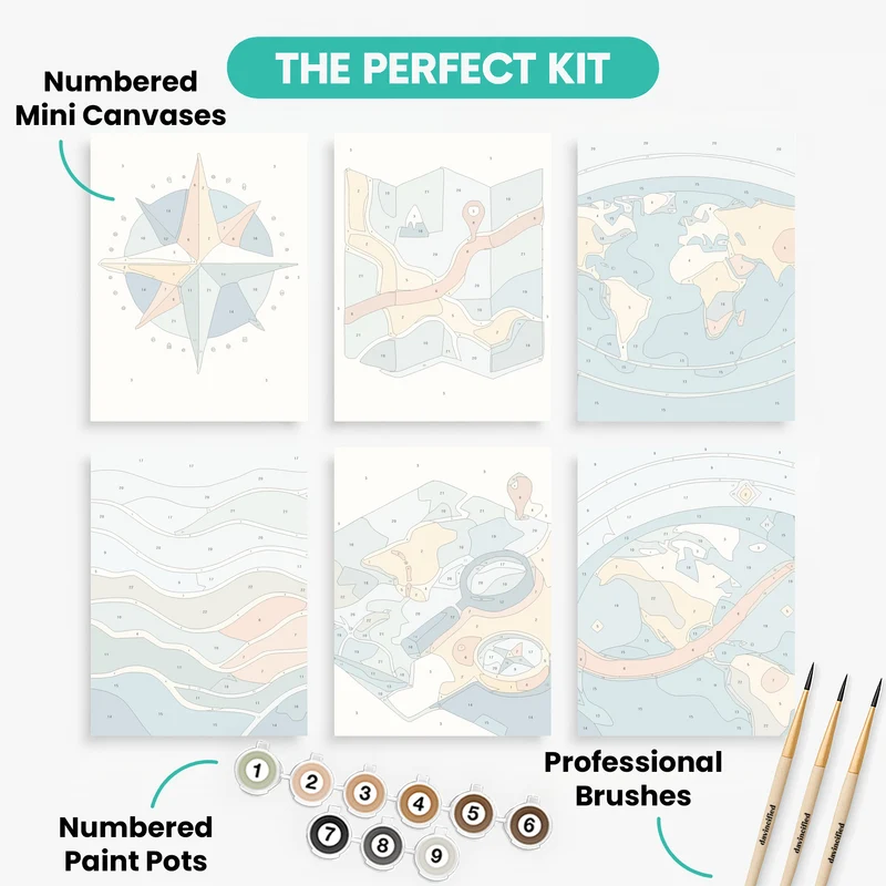 Maps And Geography - Mini Paint by Numbers Set