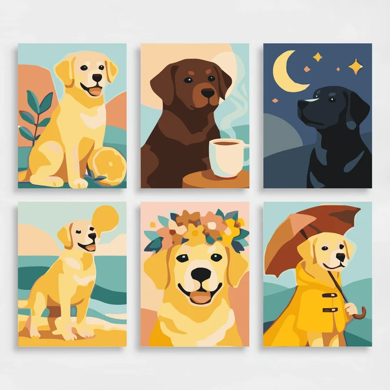 Labradors - Mini Paint by Numbers Set