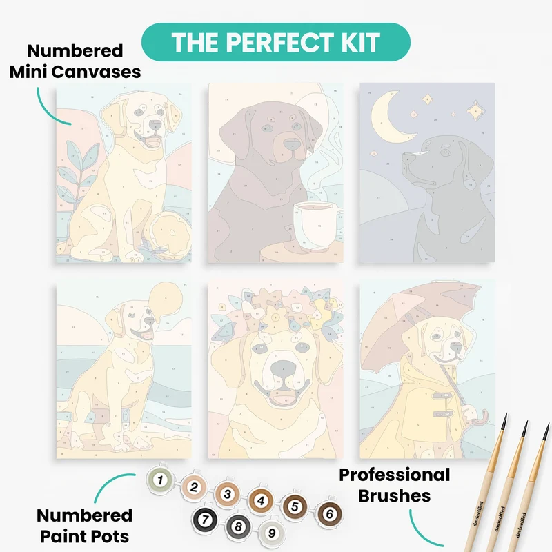 Labradors - Mini Paint by Numbers Set