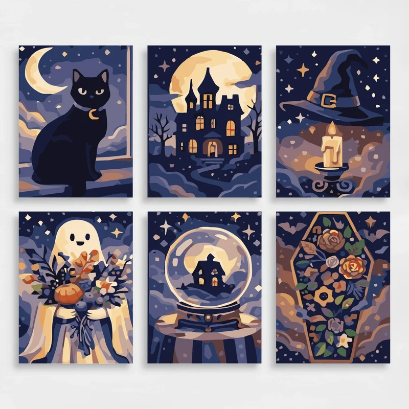 Enchanted Halloween Night - Mini Paint by Numbers Set