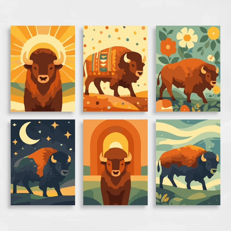 Buffalos - Mini Paint by Numbers Set