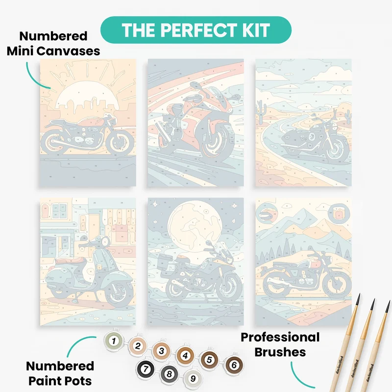 Motorcycles - Mini Paint by Numbers Set