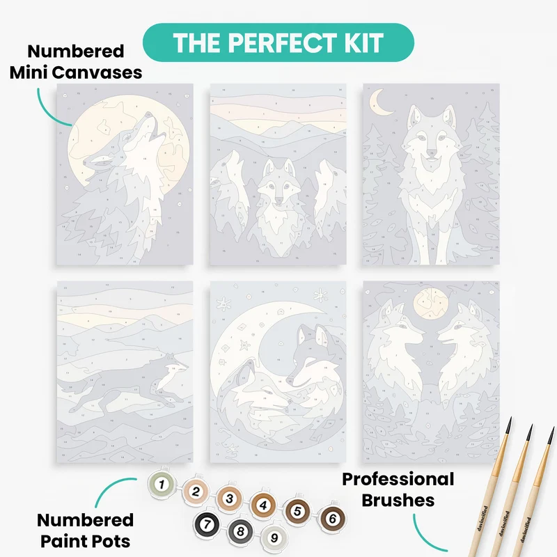 Wolves - Mini Paint by Numbers Set