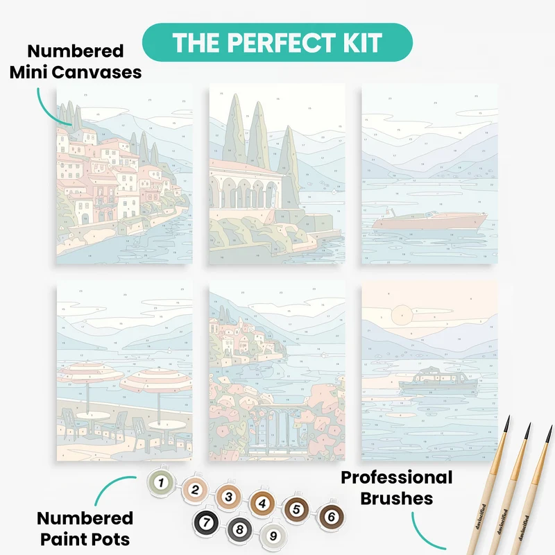 Lake Como - Mini Paint by Numbers Set