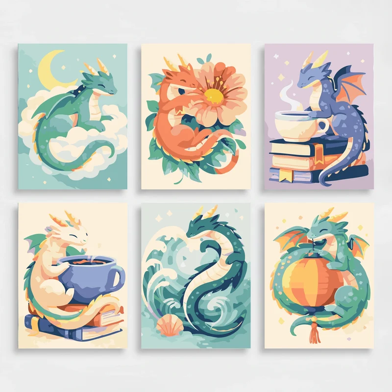 Dragons - Mini Paint by Numbers Set