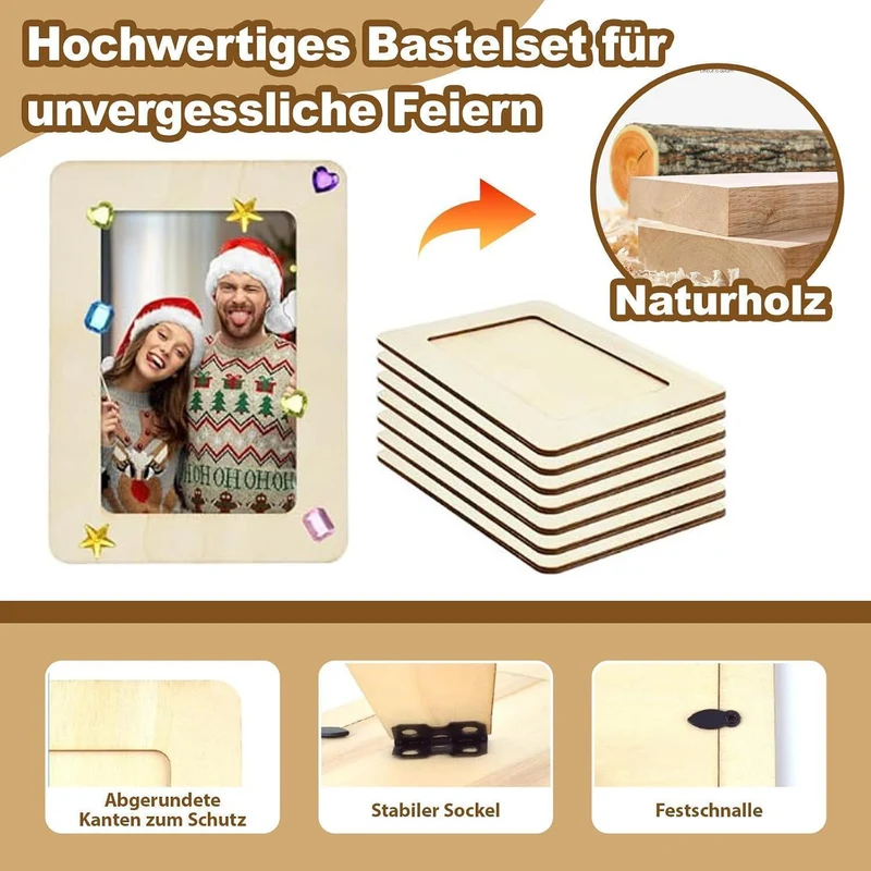 10 Holzbilderrahmen zum Bemalen – Kreatives Bastelset DIY