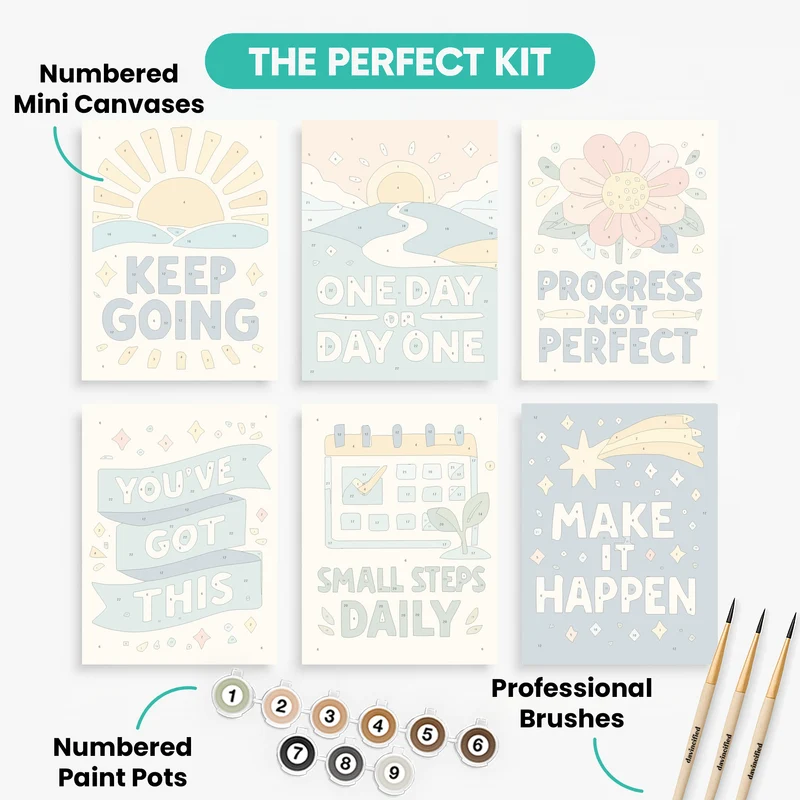 Motivational Quotes - Mini Paint by Numbers Set