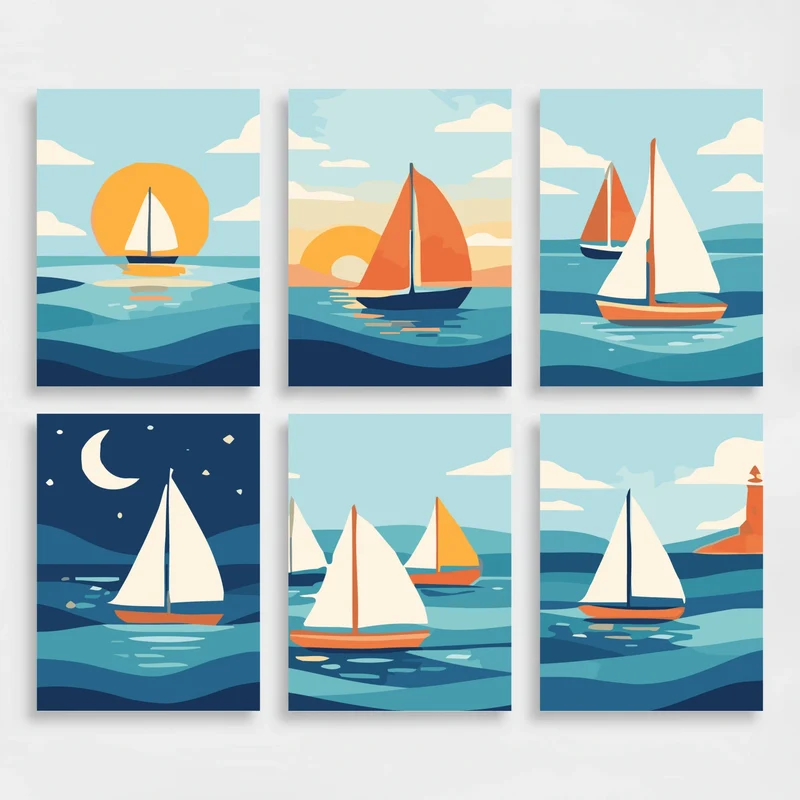 Sailboats - Mini Paint by Numbers Set